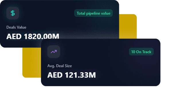 Deals value and average deal size cards